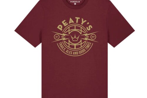 PEATY'S PUBWEAR KOSZULKA TRAILS & ALES CREST / BURGUNDY (PPW-25-KOSZULKA-TAG-BRG)