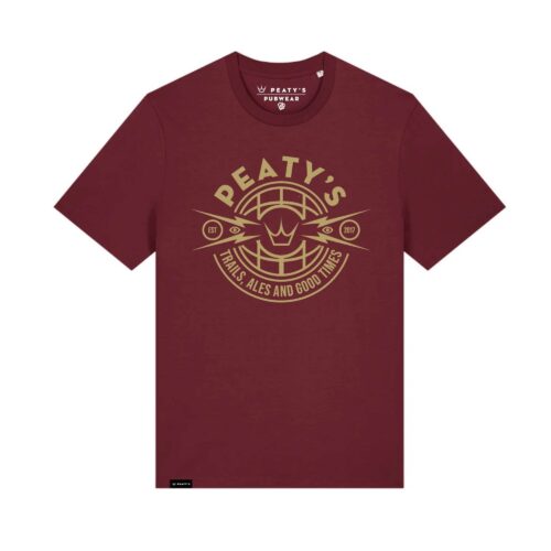 PEATY'S PUBWEAR KOSZULKA TRAILS & ALES CREST / BURGUNDY (PPW-25-KOSZULKA-TAG-BRG)